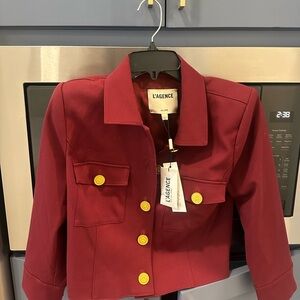 L'AGENCE Burgundy Blazer with Gold Buttons
